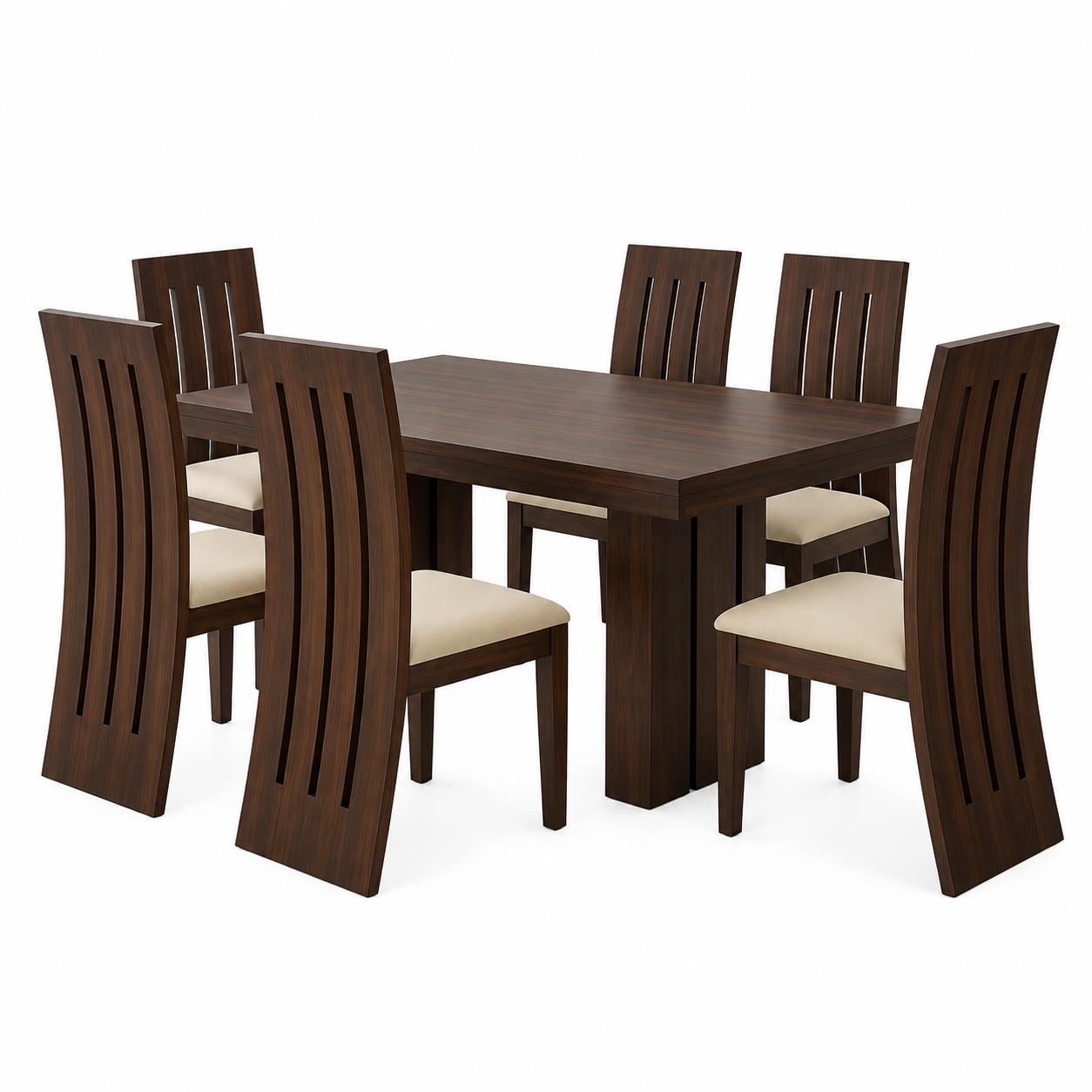 Verona 6-Seater Solid Wood Dining Table Set