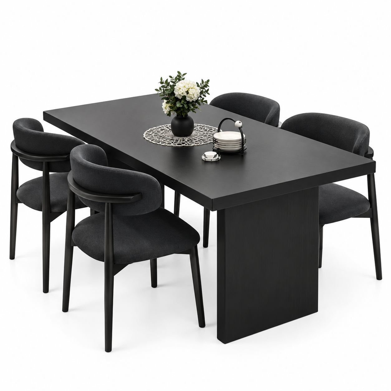 Onyx 4-Seater Contemporary Dining Table Set