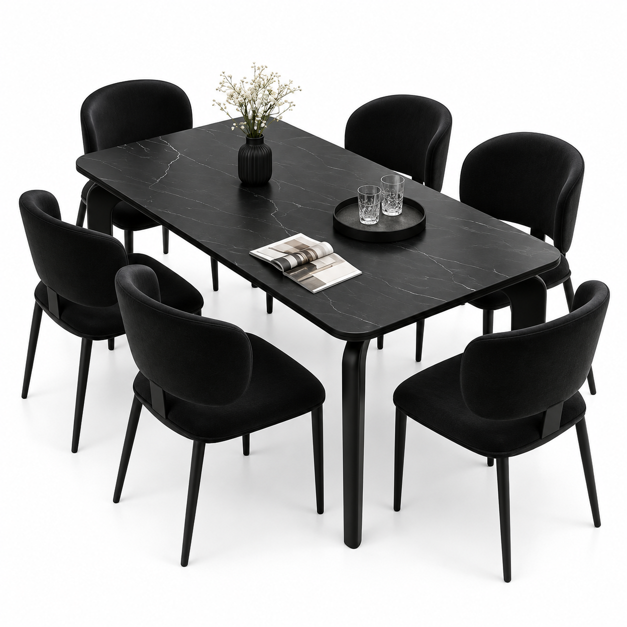 Noir 6-Seater Modern Dining Table Set