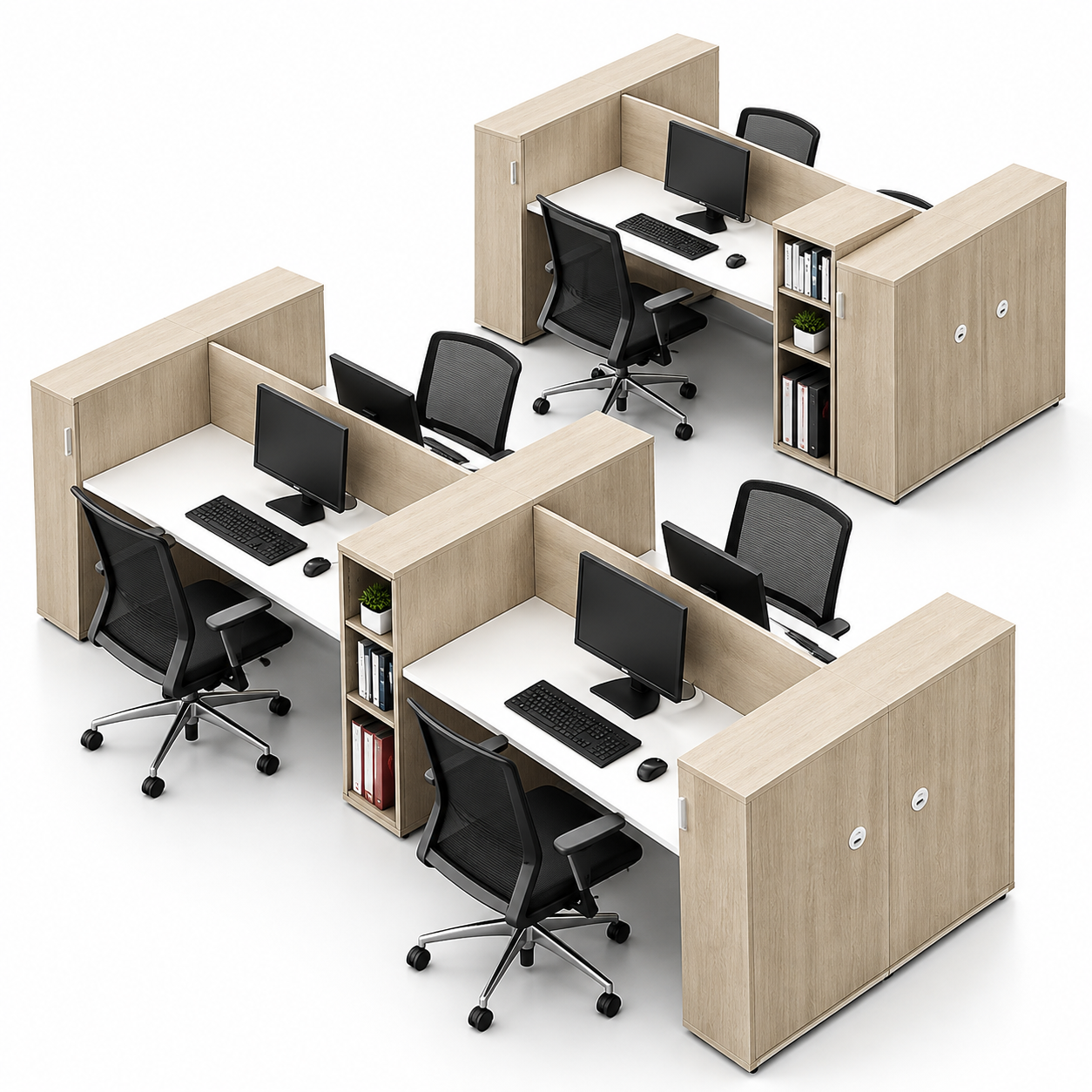 TeamHub 4-Seater Collaborative Office Workstation