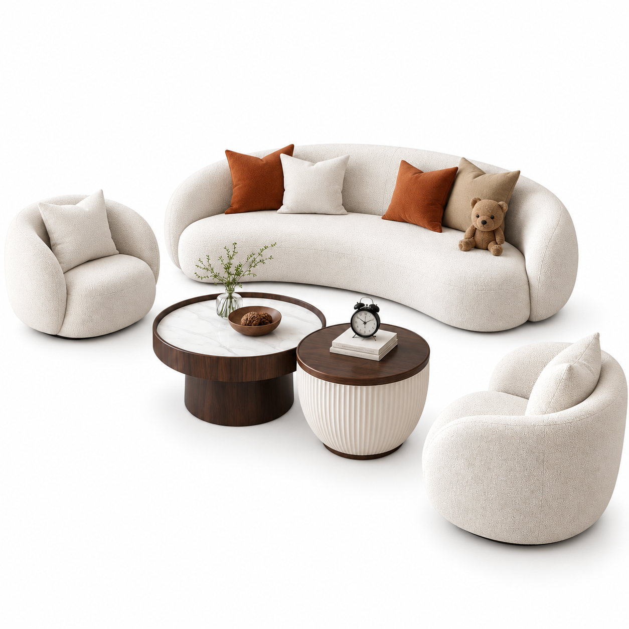 Aveline Curved Living Room Sofa Set